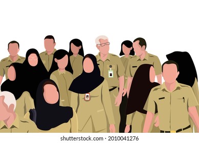 Vector illustration of a collection of government employees, civil servants, on a white background