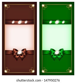 Vector illustration - collection of greeting brown and green cards. Created with gradient mesh, transparency  and blending modes. 