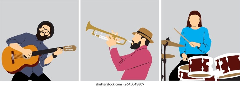 coleção de ilustrações vetoriais do grupo de músicos