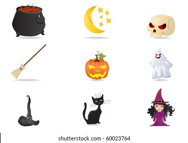 Vector illustration of collection halloween stickers