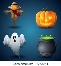 Vector illustration of Collection of Halloween symbols