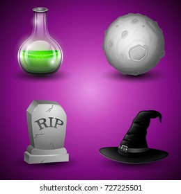 Vector illustration of Collection of Halloween symbols