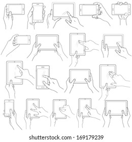 vector illustration of collection of Hand Gesture for Touchscreen