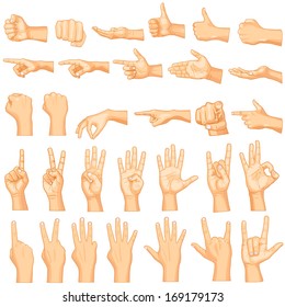 vector illustration of collection of hand gestures