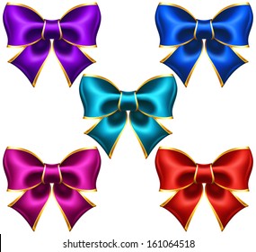 Vector illustration - collection of holiday bows with gold border. Created with gradient mesh.