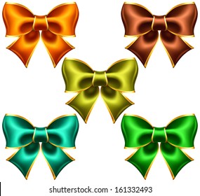 Vector illustration - collection of holiday bows with gold edging. Created with gradient mesh.