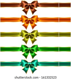 Vector illustration - collection of holiday bows with gold edging and ribbons. Created with gradient mesh.