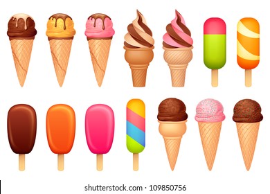 vector illustration of collection of ice cream