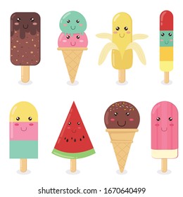 vector illustration of collection of ice cream.