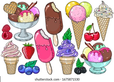 Vector illustration of collection of ice cream.