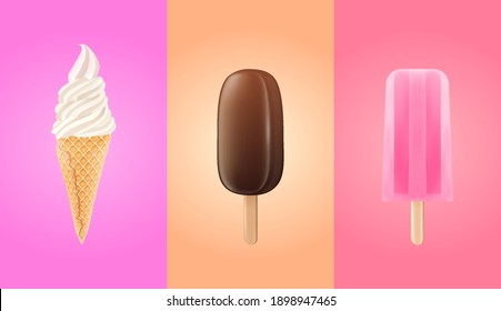 Vector illustration of collection of ice cream.