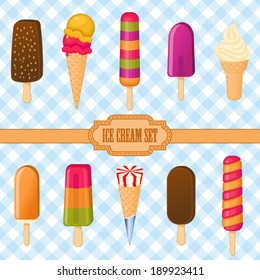 vector illustration of collection of ice cream