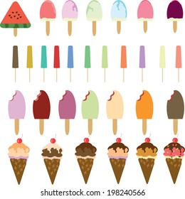 vector illustration of collection of ice cream