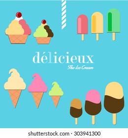Vector illustration of collection of ice cream
