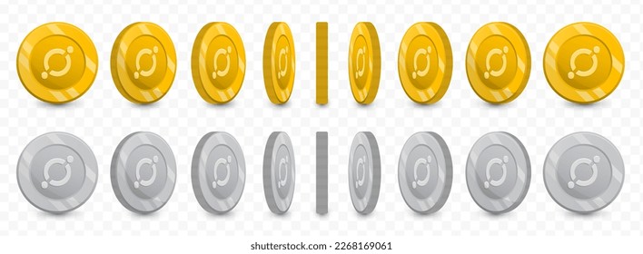 Vector illustration of a collection of Icon ICX currency coins in gold colors and grayscale isolated on transparent background (PNG).