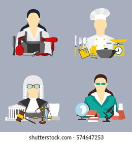 Vector illustration of collection icons of color professions equipment vector illustration