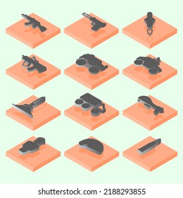 vector illustration, collection of isometric war icons. for website, social media.
