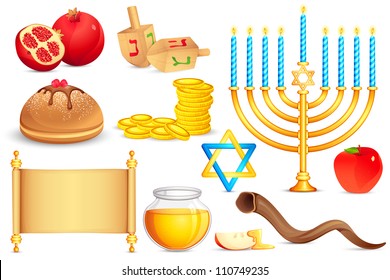 vector illustration of collection of Jewish holy object for festival