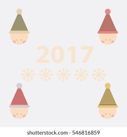 Vector illustration collection kid wearing Santa hat