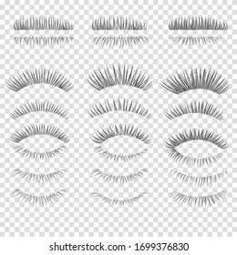 Vector illustration collection of natural eyelash templates