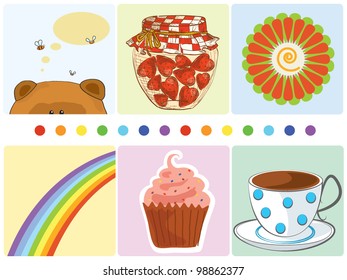 Vector illustration collection of objects related to food and sweets