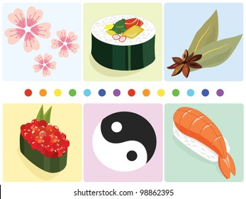 Vector illustration collection of objects related to Chinese food and culture