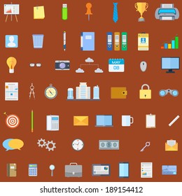 vector illustration of collection of office icon