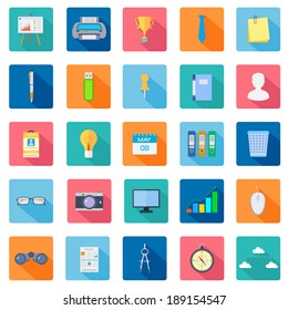 vector illustration of collection of office icon