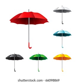 Vector Illustration of collection open varicolored   umbrellas.