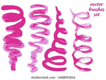 Vector illustration. Collection of paint, ink brush strokes, brushes, blots, grungy. Dirty design elements