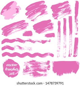 Vector illustration. Collection of paint, ink brush strokes, brushes, blots, grungy. Dirty design elements