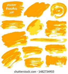 Vector illustration. Collection of paint, ink brush strokes, brushes, blots, grungy. Dirty design elements