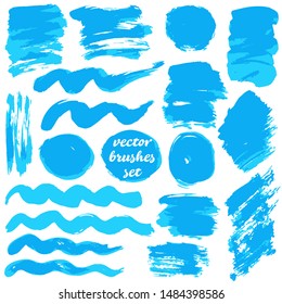 Vector illustration. Collection of paint, ink brush strokes, brushes, blots, grungy. Dirty design elements
