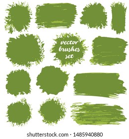 Vector illustration. Collection of paint, ink brush strokes, brushes, blots, grungy. Dirty design elements