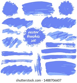 Vector illustration. Collection of paint, ink brush strokes, brushes, blots, grungy. Dirty design elements