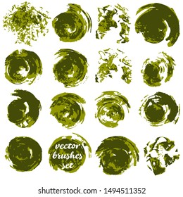 Vector illustration. Collection of paint, ink brush strokes, brushes, blots, grungy. Dirty design elements