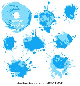 Vector illustration. Collection of paint, ink brush strokes, brushes, blots, grungy. Dirty design elements