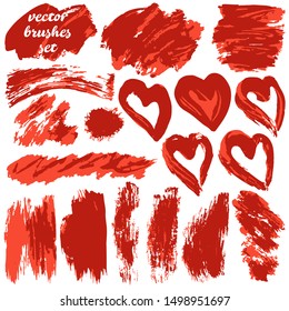 Vector illustration. Collection of paint, ink brush strokes, brushes, blots, grungy. Dirty design elements