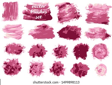 Vector illustration. Collection of paint, ink brush strokes, brushes, blots, grungy. Dirty design elements