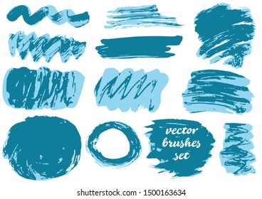 Vector illustration. Collection of paint, ink brush strokes, brushes, blots, grungy. Dirty design elements