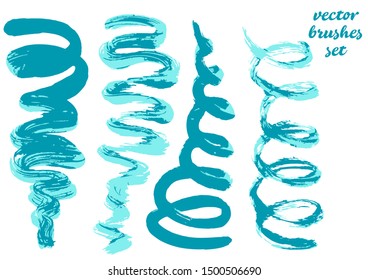 Vector illustration. Collection of paint, ink brush strokes, brushes, blots, grungy. Dirty design elements