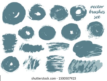 Vector illustration. Collection of paint, ink brush strokes, brushes, blots, grungy. Dirty design elements