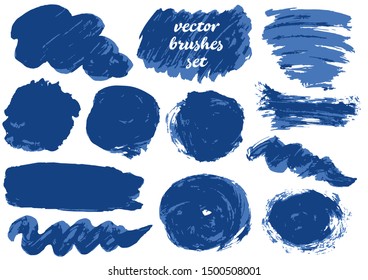 Vector illustration. Collection of paint, ink brush strokes, brushes, blots, grungy. Dirty design elements
