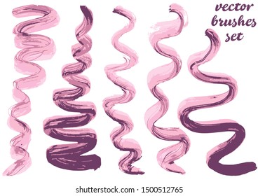 Vector illustration. Collection of paint, ink brush strokes, brushes, blots, grungy. Dirty design elements