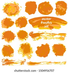 Vector illustration. Collection of paint, ink brush strokes, brushes, blots, grungy. Dirty design elements