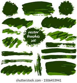 Vector illustration. Collection of paint, ink brush strokes, brushes, blots, grungy. Dirty design elements