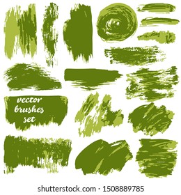 Vector illustration. Collection of paint, ink brush strokes, brushes, blots, grungy. Dirty design elements