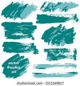 Vector illustration. Collection of paint, ink brush strokes, brushes, blots, grungy. Dirty design elements