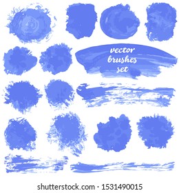 Vector illustration. Collection of paint, ink brush strokes, brushes, blots, grungy. Dirty design elements