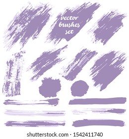 Vector illustration. Collection of paint, ink brush strokes, brushes, blots, grungy. Dirty design elements